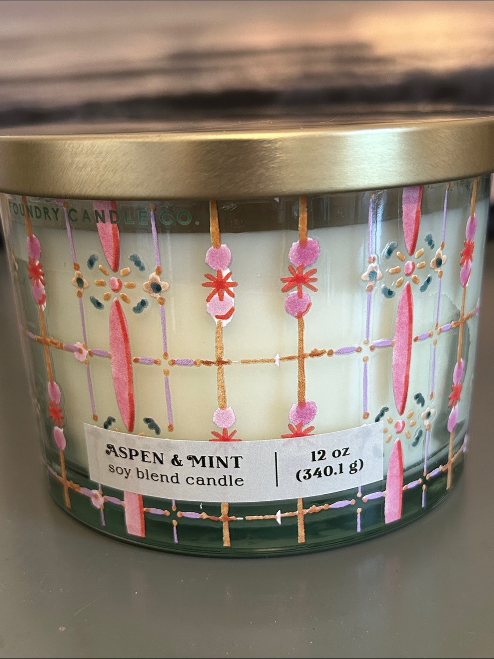 Foundry Candle Co. New triple wick Aspen & Mint Soy Blend Candle.